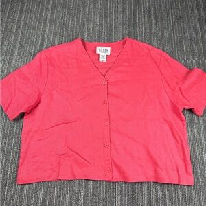 Eileen Fisher Vibrant Orange Button-Down Shirt 100% Linen